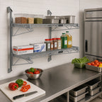 Thumbnail image #2 for Quantum WC34-CB1872GY Wall-Mount Cantilever Double-Shelf Shelving Unit, 72 x 18 Inches, Gray Epoxy Antimicrobial Finish