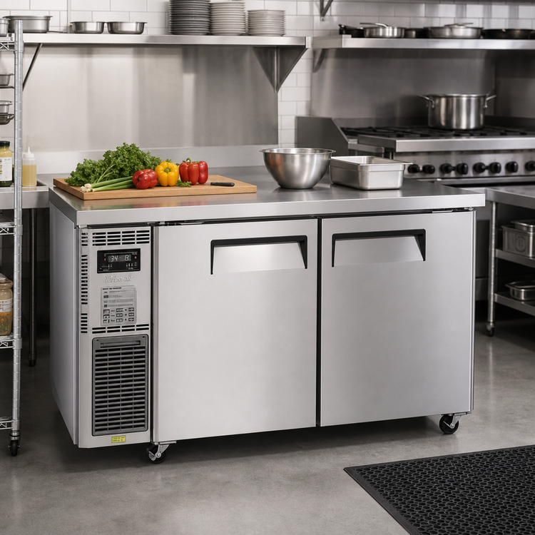 Product image #2 for Turbo Air J Series 2-Section Dual Temp Undercounter Refrigerator/Freezer, Side Mount, 59 Inch Wide