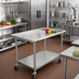 Thumbnail image #2 for John Boos 72-7/8 x 30-3/8 Inch Stainless Steel Sorting Table with 2-1/4 Inch Raised Edge, Undershelf, and Locking Casters
