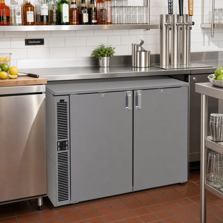 Product image #2 for Glastender C2SB44 Two-Zone Side-Serviced Solid-Door Back Bar Cooler, 44 Inch, 2-Section