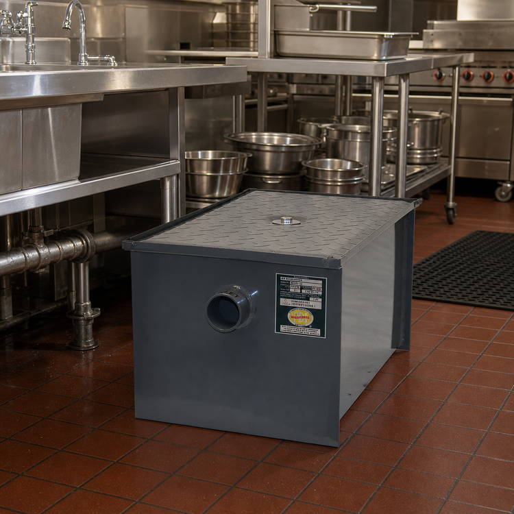 Product image #2 for BK Resources BK-GT-50 50 lb Carbon Steel Grease Trap, 25 GPM