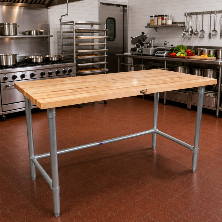 Product image #2 for John Boos JNB17 96-Inch x 36-Inch Wood Top Work Table with 1-1/2-Inch Thick Maple Top and Galvanized Base