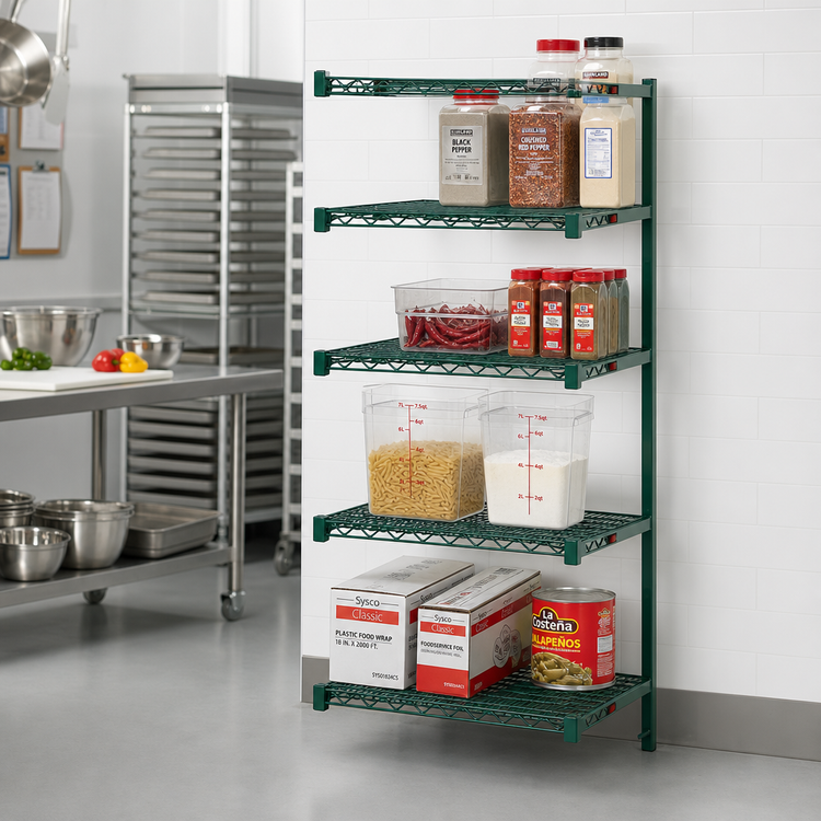 Product image #2 for Eagle Valu-Gard 4-Tier Add-On Wire Shelving Unit, 24 x 24 x 74 Inches, Green Epoxy