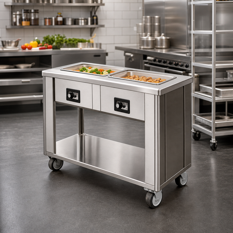 Product image #2 for DineXpress DXP2HFSL 2-Well Electric Slimline Mobile Hot Food Counter