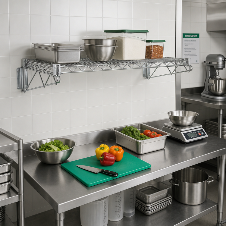 Product image #2 for Quantum Wall-Mount Cantilever Single Wire Shelf Unit, 30 x 24 Inches, Chrome-Plated