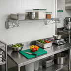 Thumbnail image #2 for Quantum WDWB2430C Wall-Mount Cantilever Wire Shelf Unit, Single Shelf, 30"W x 24"D, Chrome-Plated