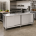 Thumbnail image #2 for John Boos Enclosed Work Table with Cabinet Base and Sliding Doors, 120 x 24 Inches, Flat Top