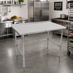 Thumbnail image #2 for John Boos Stallion ST6R1.5-3672GBK 72 x 36-Inch Stainless Steel Work Table, 16-Gauge 300-Series Top, 1-1/2-Inch Backsplash, Galvanized Open Base