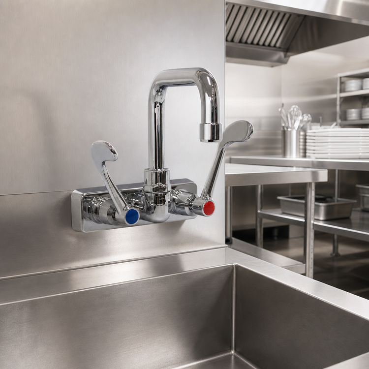 Product image #3 for Advance Tabco K-206 6-Inch Extended Splash Mount Faucet with Wrist Handles
