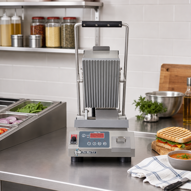 Product image #2 for Star Pro-Max 2.0 7.5-Inch Grooved Countertop Sandwich Grill / Panini Press, 120V