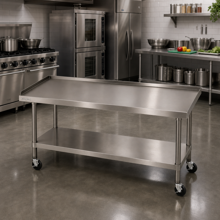 Product image #2 for Advance Tabco 48" x 30" 304 Stainless Steel Equipment Stand with Adjustable Undershelf and Casters