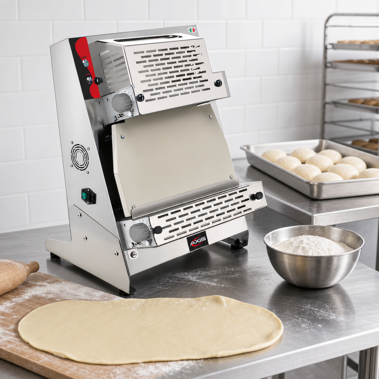 Product image #2 for Axis Countertop Dough Roller, 22-2/5 Inch Wide, Stainless Steel, 250 Pieces/Hour