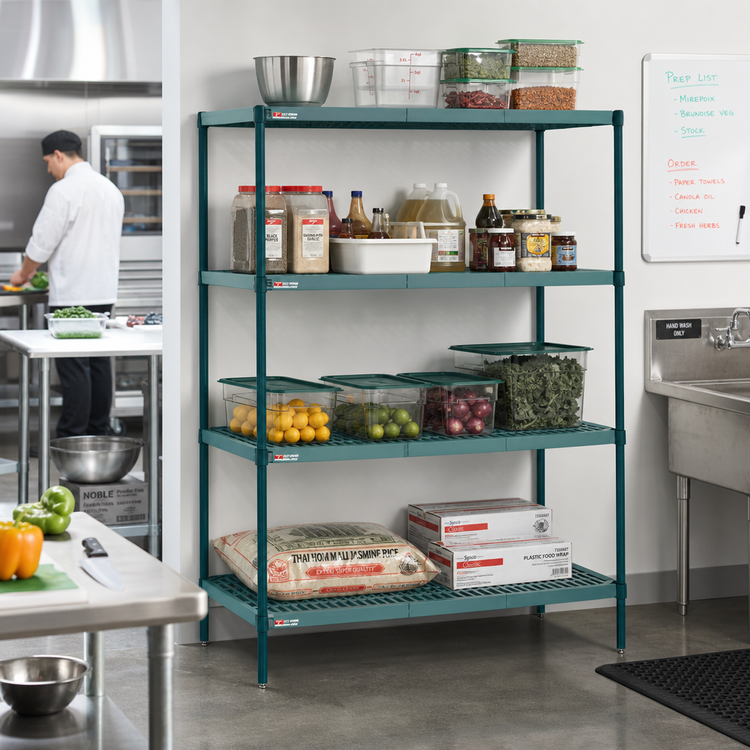 Product image #2 for Metro Super Erecta Pro 24"W x 54"D x 74"H 4-Shelf Stationary Polymer Shelving Starter Unit