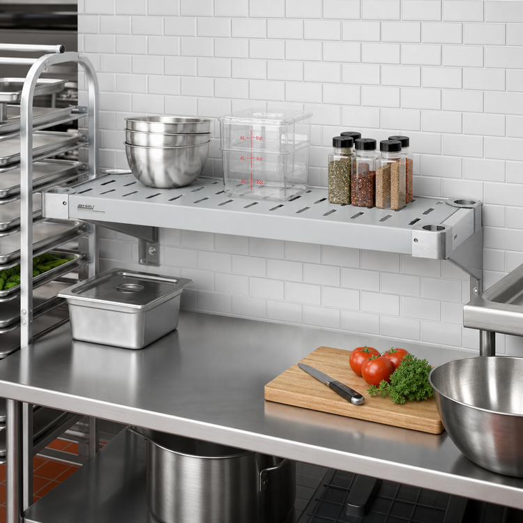 Product image #3 for Eagle Group Quik-Set Louvered Commercial Shelf, 54 Inch x 18 Inch, 14 Gauge Galvanized Steel, Gray Epoxy Finish