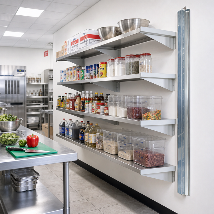 Product image #2 for Eagle Group 120-Inch Aluminum Wall-Mounted Cantilever Shelving Standard Upright