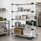 Thumbnail image #2 for Quantum WR63-1460SG Stationary Solid Shelving Starter Unit, 4 Shelves, Galvanized Steel Shelves, Chrome Posts, 60 x 14 x 63 Inches