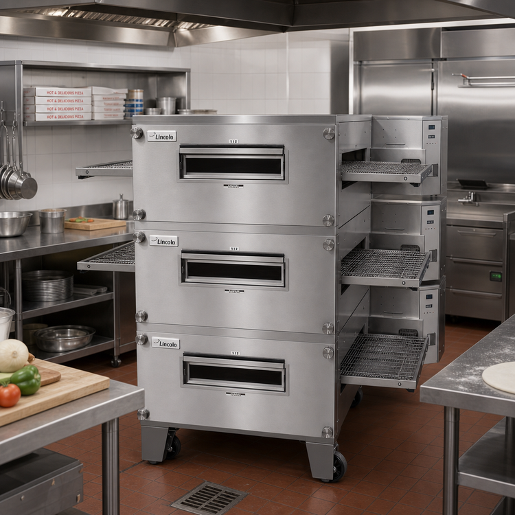 Product image #2 for Lincoln Impinger 3200 Series 3240-3V Triple Deck Electric FastBake Conveyor Pizza Oven Package
