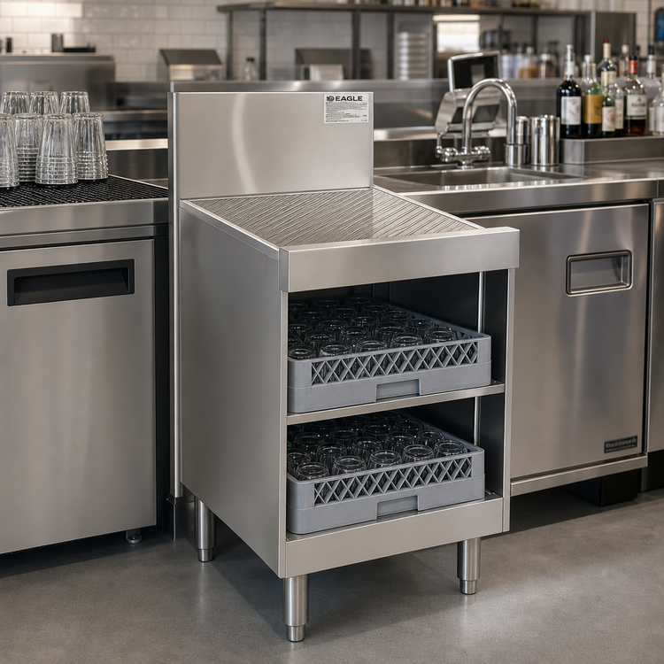 Product image #2 for Eagle Spec-Bar WBGR18-24 Underbar Glass Rack Storage Unit — Recessed Workboard Top, 18 Inches W x 24 Inches D x 36.5 Inches H, Holds 2 16-Inch Glass Racks