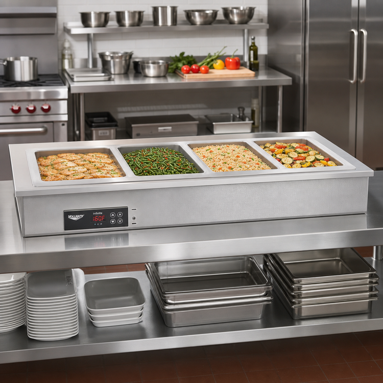 Product image #2 for Vollrath Short Sided 4-Pan Drop-In Insulated Wet Hot Well with Infinite Controls