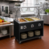 Thumbnail image #2 for Vollrath 2-Series Affordable Portable 3-Well Mobile Hot Food Station with Open Storage Base and Buffet Breath Guard