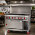 Thumbnail image #2 for American Range 48-Inch Gas Restaurant Range with 24-Inch Manual Griddle, 4 Open Burners, Standard Oven, and Storage Base