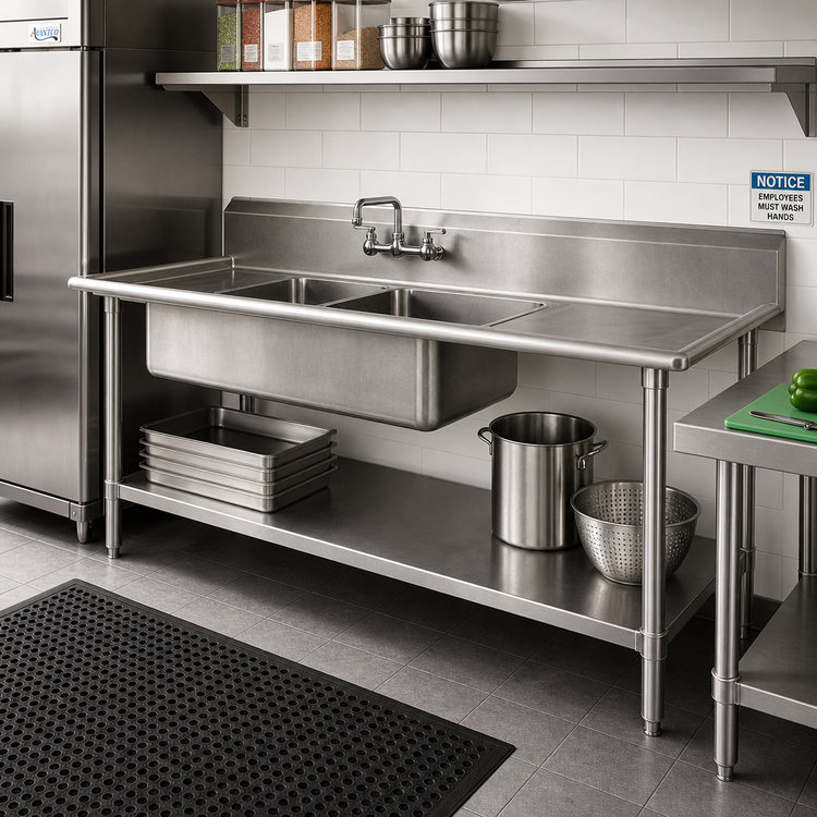 Product image #2 for Advance Tabco Stainless Steel Undershelf for Commercial Work Tables and Sink Tables, Per Linear Foot
