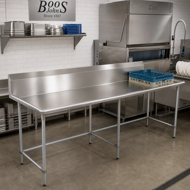 Product image #2 for John Boos Pro-Bowl Straight Clean Dishtable, 72-Inch x 30-3/8-Inch, Left-to-Right, 10-Inch Boxed Backsplash, 16-Gauge 300 Series Stainless Steel