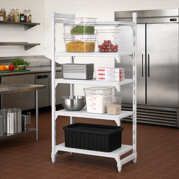 Product image #3 for Cambro Camshelving Premium 4-Shelf Solid Stationary Starter Unit, 18 x 36 x 84 Inches, Speckled Gray