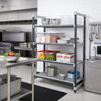 Thumbnail image #2 for Cambro Camshelving® Elements EXU187272V4480 4-Tier Vented Polymer Shelving Unit, Stationary Starter, 18 x 72 x 72 in., Speckled Gray