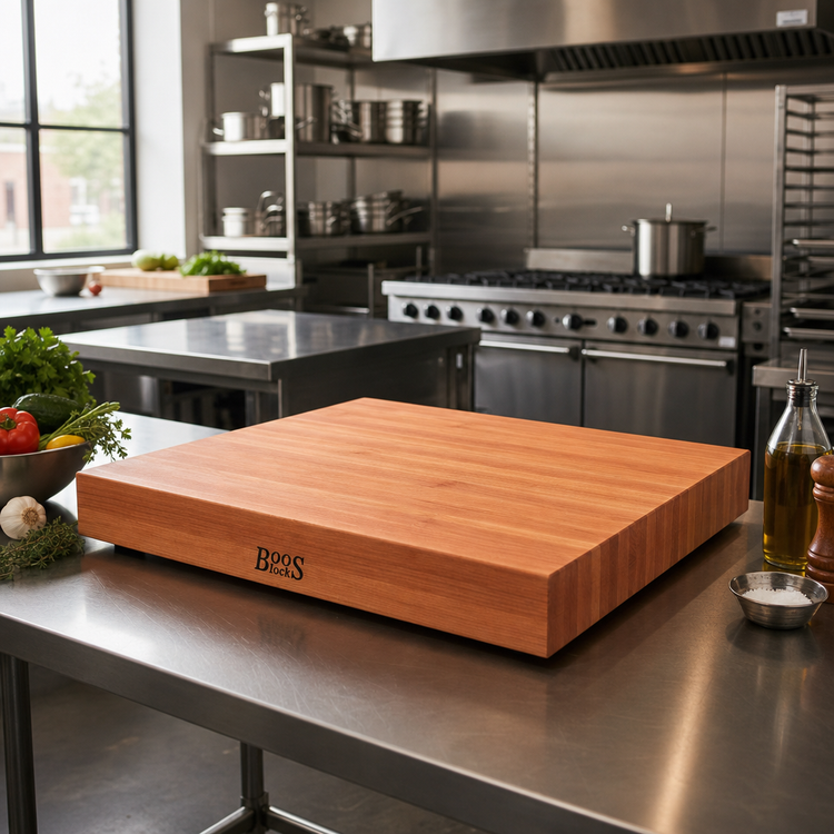 Product image #2 for John Boos Boos Block 36 Inch x 36 Inch Kitchen Countertop, 2-1/4 Inch Thick, Edge Grain American Cherry, Penetrating Oil Finish