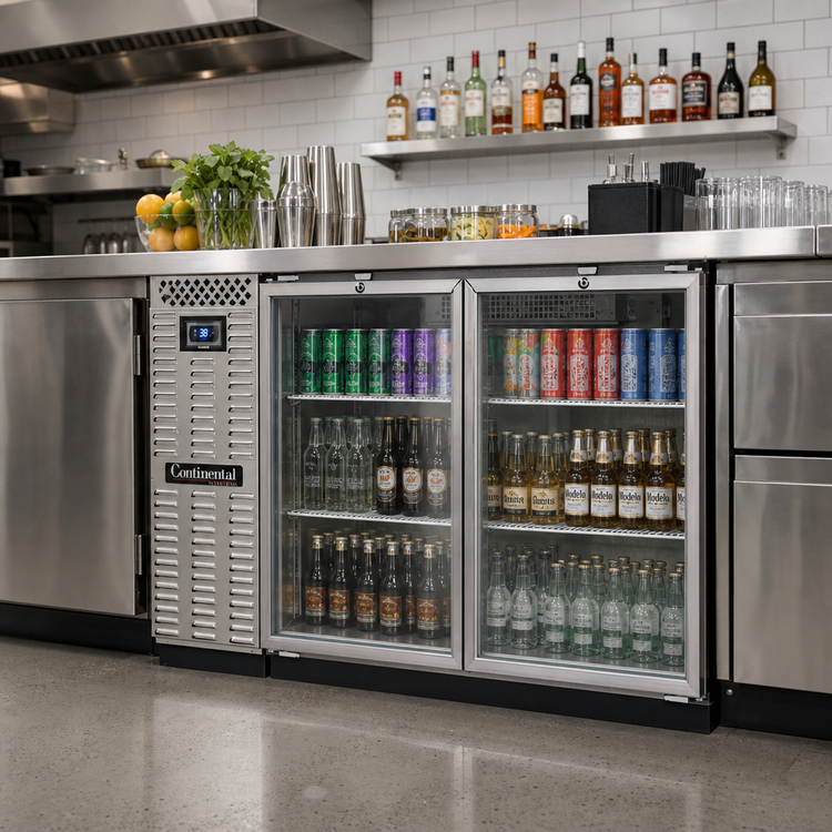 Product image #2 for Continental Refrigerator BB50SNSSGD 50" Shallow Depth Back Bar Display Cooler with Glass Doors
