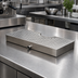 Thumbnail image #2 for 18 Inch x 9 Inch Surface Mount Stainless Steel Drip Tray Trough with Perforated Screen and 1/2 Inch Drain