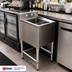 Thumbnail image #2 for Omcan USA 1-Compartment Under Bar Sink with 10 x 14 x 10 Inch Bowl, 3 Inch Backsplash, No Drainboard, and Galvanized H-Frame Legs