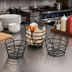 Thumbnail image #2 for American Metalcraft 7-Inch Round Black Wire Serving Basket with Loop Handles
