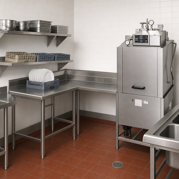 Product image #2 for Eagle Group Left-Hand Corner Clean Dishtable, 84-Inch Machine-to-Corner, 60-Inch Corner-to-End, 16-Gauge 304 Stainless Steel