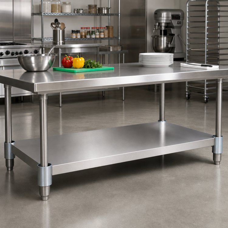 Product image #2 for BK Resources 18/430 Stainless Steel Undershelf for 48 Inch x 24 Inch Work Tables