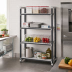 Thumbnail image #2 for Cambro Camshelving® Elements EXU243672VS4480 4-Tier Stationary Starter Shelving Unit, 36 x 24 x 72 in, Vented/Solid Shelves, Gray