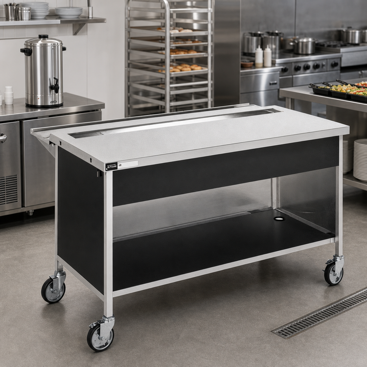 Product image #2 for Atlas Metal CAU-5 77-1/2-Inch Mobile Beverage Serving Counter with Stainless Steel Top and Urn Drain