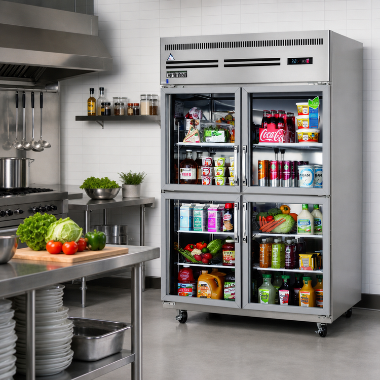 Product image #2 for Everest Refrigeration ESGRH4 2-Section Glass Door Reach-In Refrigerator, 48 Cu. Ft., Top-Mounted R290