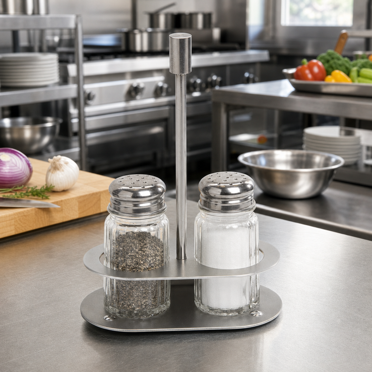 Product image #2 for American Metalcraft Vintage Stainless Steel Salt & Pepper Caddy for GSPR and GSPC Shakers