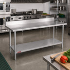 Thumbnail image #2 for Duke Manufacturing 314-24144-5R 144 x 24-Inch Stainless Steel Work Table with 14-Gauge 300 Series Top, 5-Inch Riser and Galvanized Undershelf