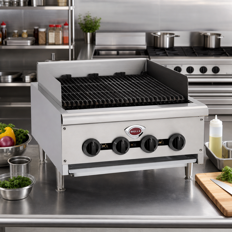 Product image #2 for Wells HDCB-3630G 36-Inch Countertop Natural Gas Charbroiler with 6 Cast Iron Radiant Burners