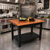 Thumbnail image #2 for John Boos Rouge et Noir Le Classique 36-Inch x 25-Inch American Cherry Island Work Table with Black Slatted Undershelf