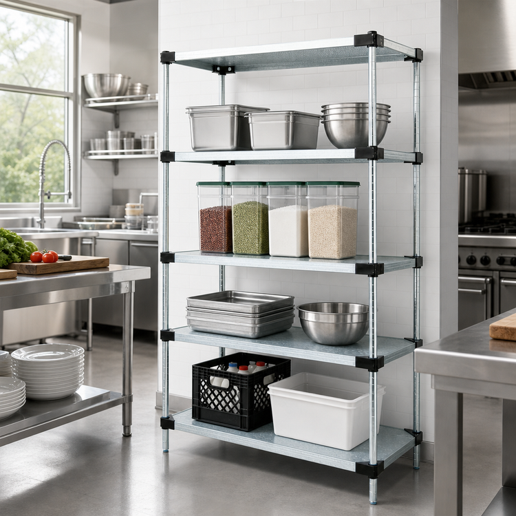Product image #2 for Quantum Solid Shelving Starter Kit, 36" W x 24" D x 86" H, 4 Shelves