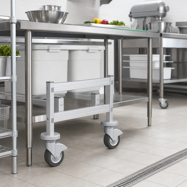 Product image #2 for Fermostock Mobile Dunnage Rack Upright, 12-Inch H x 22-Inch D, Deep Anodized Aluminum