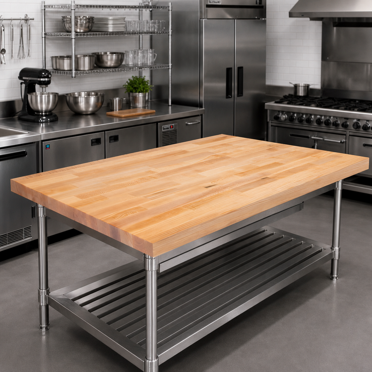 Product image #2 for John Boos Northern Hard Rock Maple Edge Grain Wood Work Table Top, 72 x 48 x 2-1/4 Inch