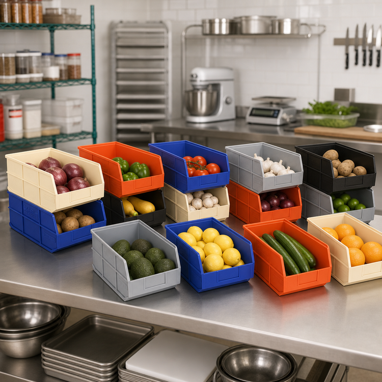 Product image #2 for Quantum Stackable Polypropylene Shelf Bin, 8-1/4 x 14 x 7 Inches