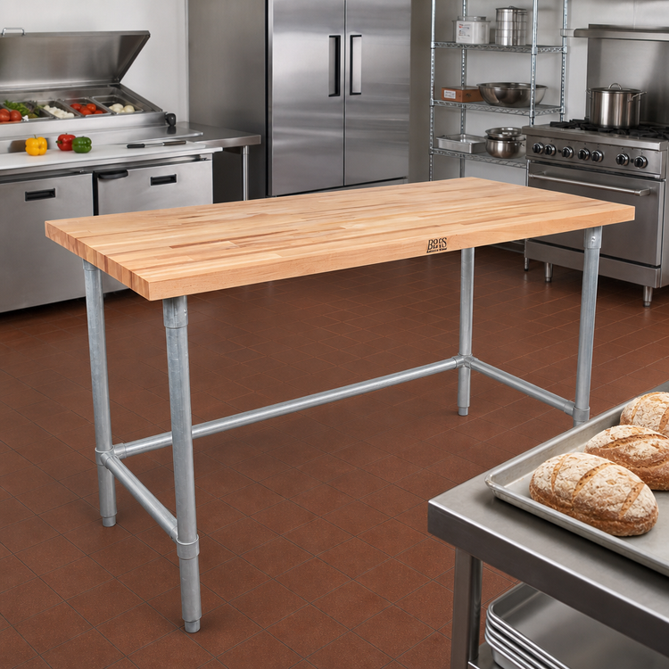 Product image #2 for John Boos HNB08 48-Inch x 30-Inch Wood Top Work Table with Galvanized Base