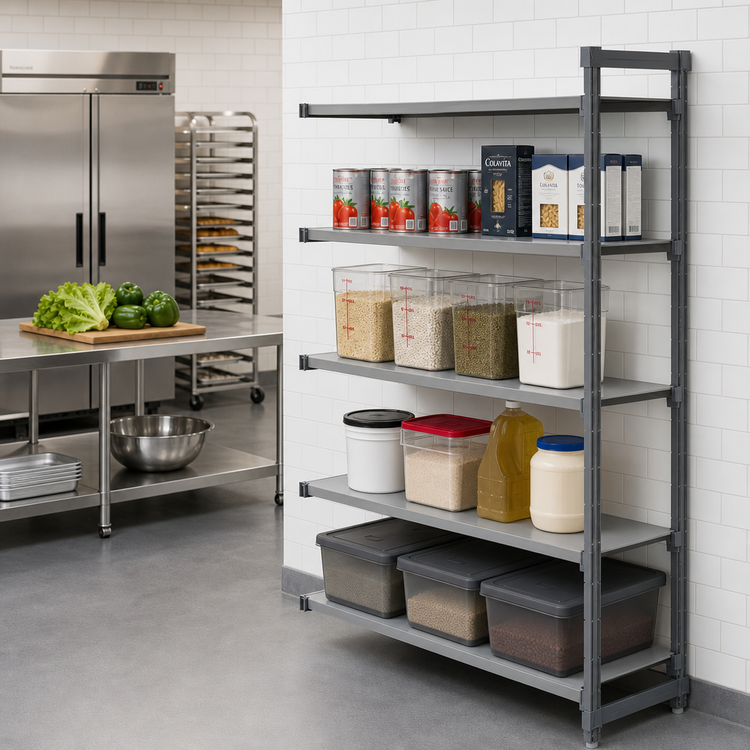 Product image #2 for Cambro Camshelving Basics Plus 4-Tier Solid Add-On Polymer Shelving Unit, 21 x 54 x 72 Inches, Brushed Graphite
