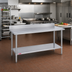 Thumbnail image #2 for Duke 84-Inch x 36-Inch 16-Gauge 300 Series Stainless Steel Work Table with 5-Inch Riser, Stainless Undershelf, and Posts